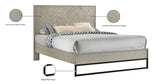 Weston Engineered Wood / Metal Mid Century Grey Stone Queen Bed (3 Boxes) - 61.25" W x 83.5" D x 50.5" H