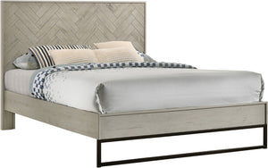Weston Engineered Wood / Metal Mid Century Grey Stone Queen Bed (3 Boxes) - 61.25" W x 83.5" D x 50.5" H
