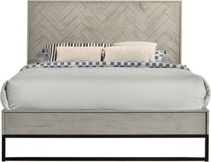 Weston Engineered Wood / Metal Mid Century Grey Stone Queen Bed (3 Boxes) - 61.25" W x 83.5" D x 50.5" H