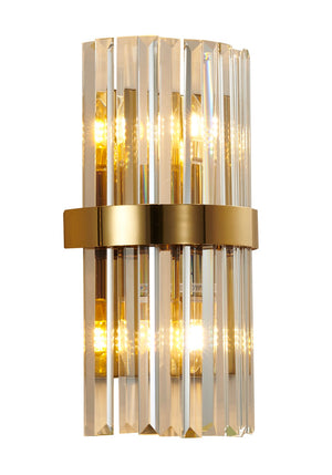 Bethel Modern Gold Wall Sconce with Crystal Accents - Elegant Iron Frame for Vertical/Horizontal Use