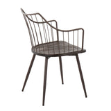 Winston Farmhouse Style Accent and Dining Chair in Brown Metal and Dark Walnut Wood by LumiSource