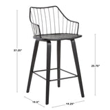 Winston Farmhouse Counter Stool in Black Wood and Black Metal by LumiSource