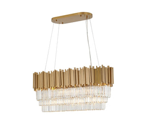 Bethel Gold Chandelier in Stainless Steel & Crystal