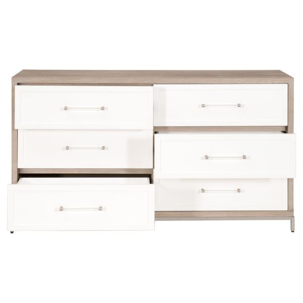 Essentials for Living Traditions Wrenn 6-Drawer Double Dresser 6140.NG/WHT-BSTL
