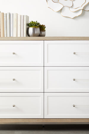 Essentials for Living Traditions Wrenn 6-Drawer Double Dresser 6140.NG/WHT-BSTL