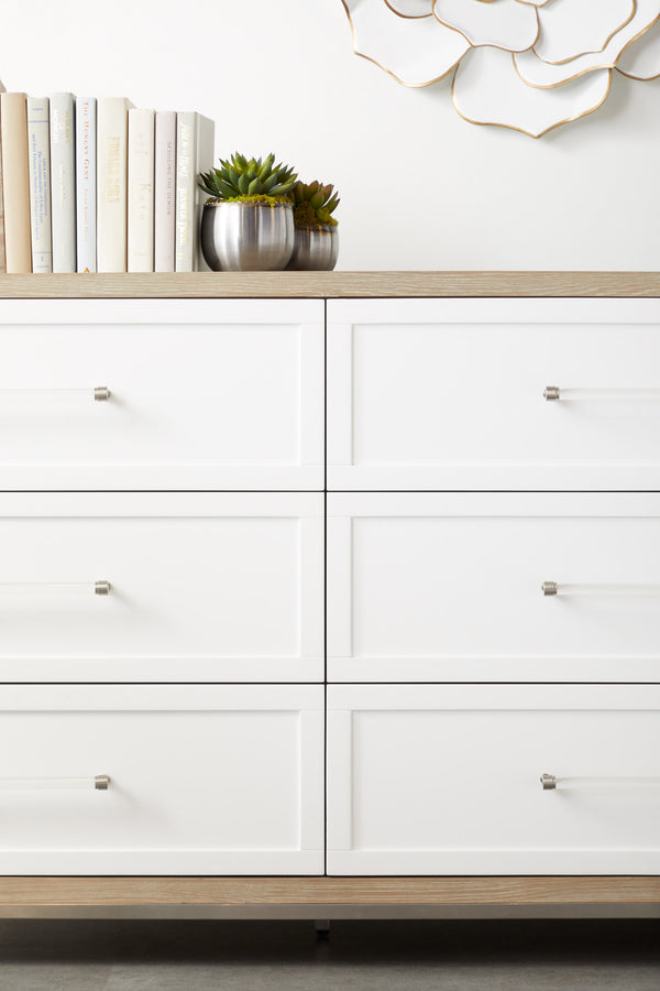 Essentials for Living Traditions Wrenn 6-Drawer Double Dresser 6140.NG/WHT-BSTL