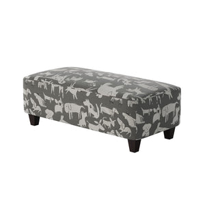 Fusion 100-C Transitional Cocktail Ottoman 100-C Doggie Graphite 49" Wide Cocktail Ottoman