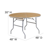 English Elm EE2670 Classic Commercial Grade Round Wood Folding Table Natural EEV-16498