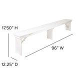 English Elm EE2678 Rustic Commercial Grade Farm Table Folding Benche Antique Rustic White EEV-16508