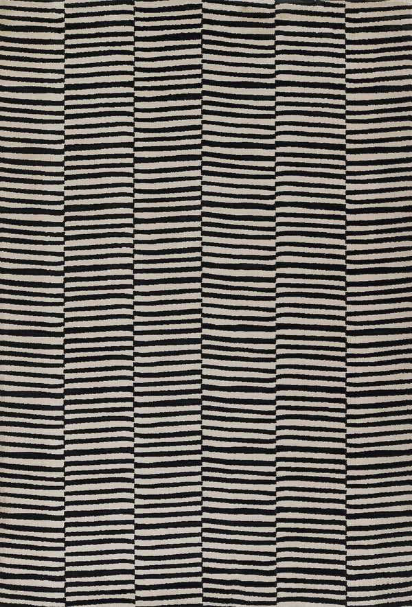 Momeni Xander XAN-1 Machine Made Contemporary Striped Indoor Area Rug Black 9'3" x 12'6" XANDEXAN-1BLK93C6