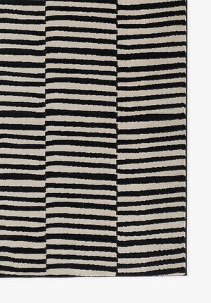 Momeni Xander XAN-1 Machine Made Contemporary Striped Indoor Area Rug Black 9'3" x 12'6" XANDEXAN-1BLK93C6