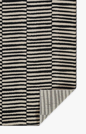 Momeni Xander XAN-1 Machine Made Contemporary Striped Indoor Area Rug Black 9'3" x 12'6" XANDEXAN-1BLK93C6