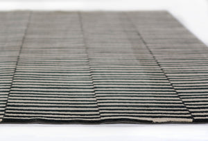 Momeni Xander XAN-1 Machine Made Contemporary Striped Indoor Area Rug Black 9'3" x 12'6" XANDEXAN-1BLK93C6