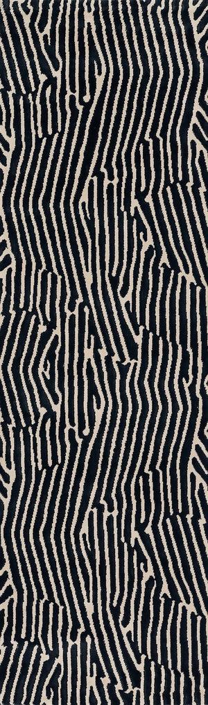 Momeni Xander XAN-2 Machine Made Contemporary Geometric Indoor Area Rug Black 9'3" x 12'6" XANDEXAN-2BLK93C6