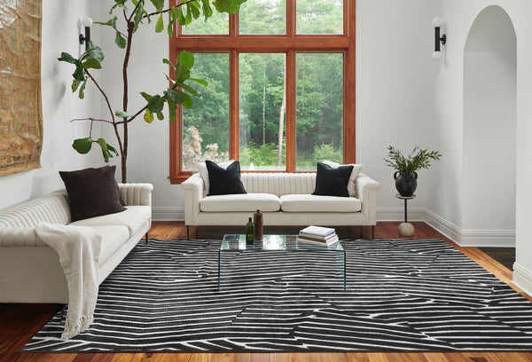 Momeni Xander XAN-2 Machine Made Contemporary Geometric Indoor Area Rug Black 9'3" x 12'6" XANDEXAN-2BLK93C6