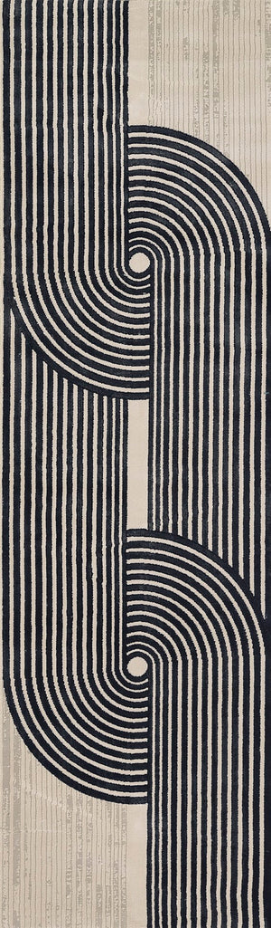 Momeni Xander XAN-5 Machine Made Contemporary Geometric Indoor Area Rug Ivory 9'3" x 12'6" XANDEXAN-5IVY93C6