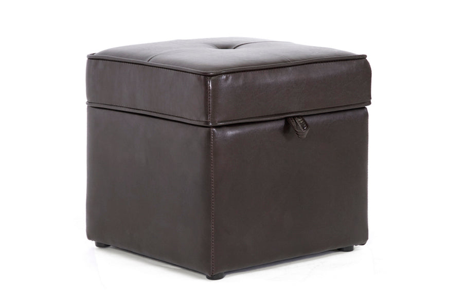 Baxton Studio Sydney Brown Modern Ottoman - Storage Ottoman