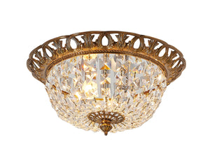 Bethel Brass Flush Mount in Zinc & Crystal