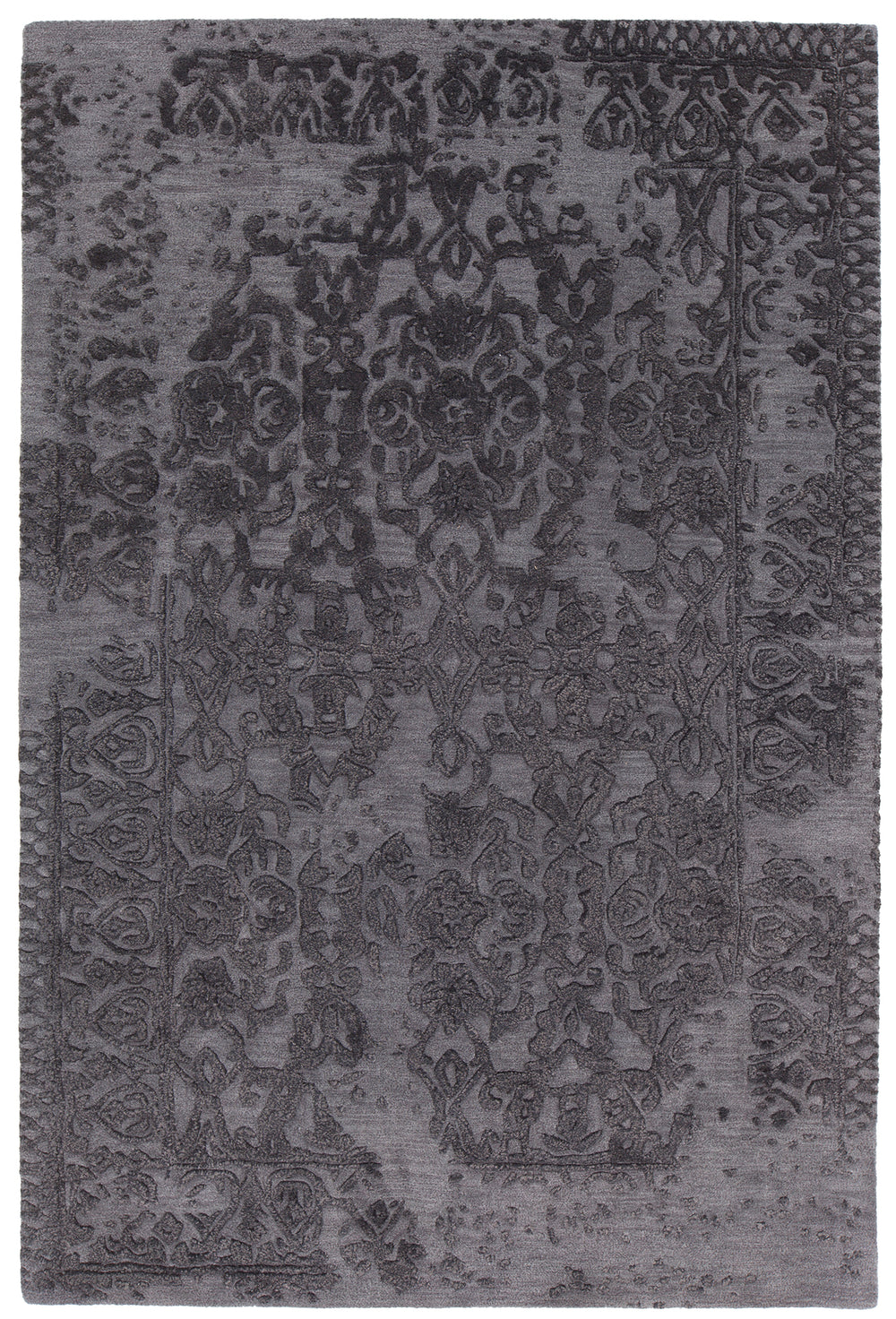 Chandra Rugs Xia 70% Wool + 30% Viscose Hand-Tufted Contemporary Rug Black 9' x 13'