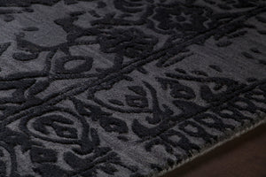 Chandra Rugs Xia 70% Wool + 30% Viscose Hand-Tufted Contemporary Rug Black 9' x 13'