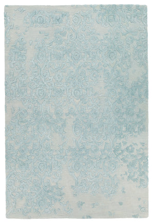 Chandra Rugs Xia 70% Wool + 30% Viscose Hand-Tufted Contemporary Rug Blue 9' x 13'