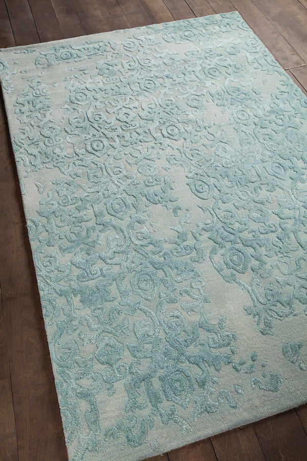 Chandra Rugs Xia 70% Wool + 30% Viscose Hand-Tufted Contemporary Rug Blue 9' x 13'
