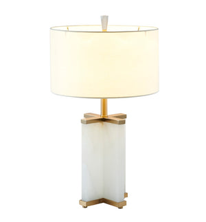 Bethel Elegant Gold & White Metal Table Lamp with Marble Base for Stylish Room Illumination