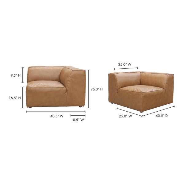Moe's Home Form Corner Chair Sonoran Tan Leather XQ-1001-40