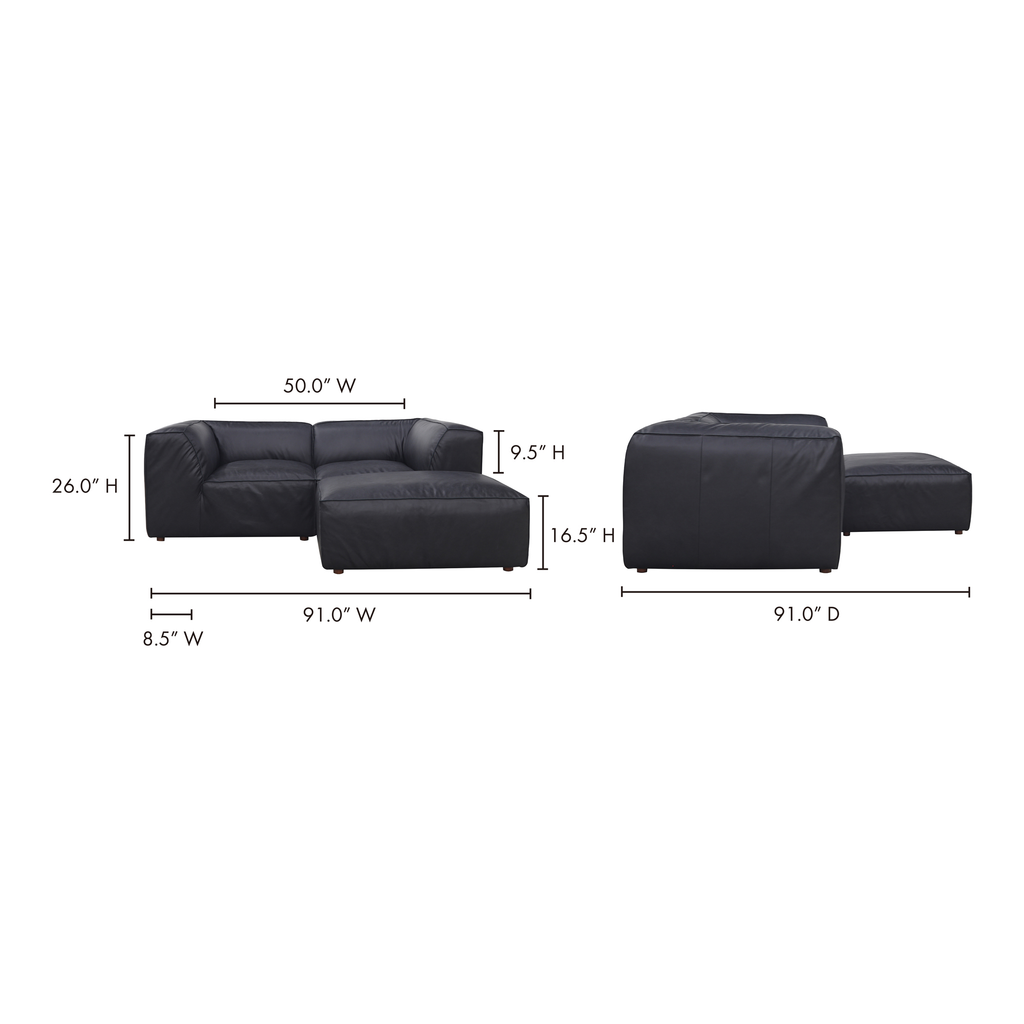Moe's Home Form Nook Modular Sectional Vantage Black Leather XQ-1006-02