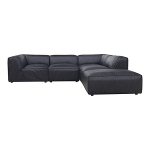 Moe's Home Form Classic L Modular Sectional Vantage Black Leather XQ-1007-02