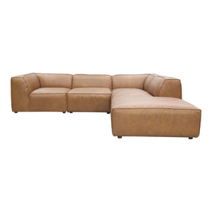 Moe's Home Form Classic L Modular Sectional Sonoran Tan Leather XQ-1007-40