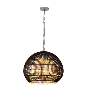 Bethel Black Chandelier in Wood & Metal