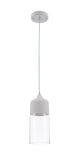 Bethel White Single Pendant Lighting in Glass & Metal