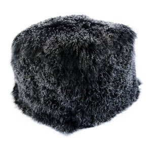 Moe's Home Lamb Fur Pouf Black Snow