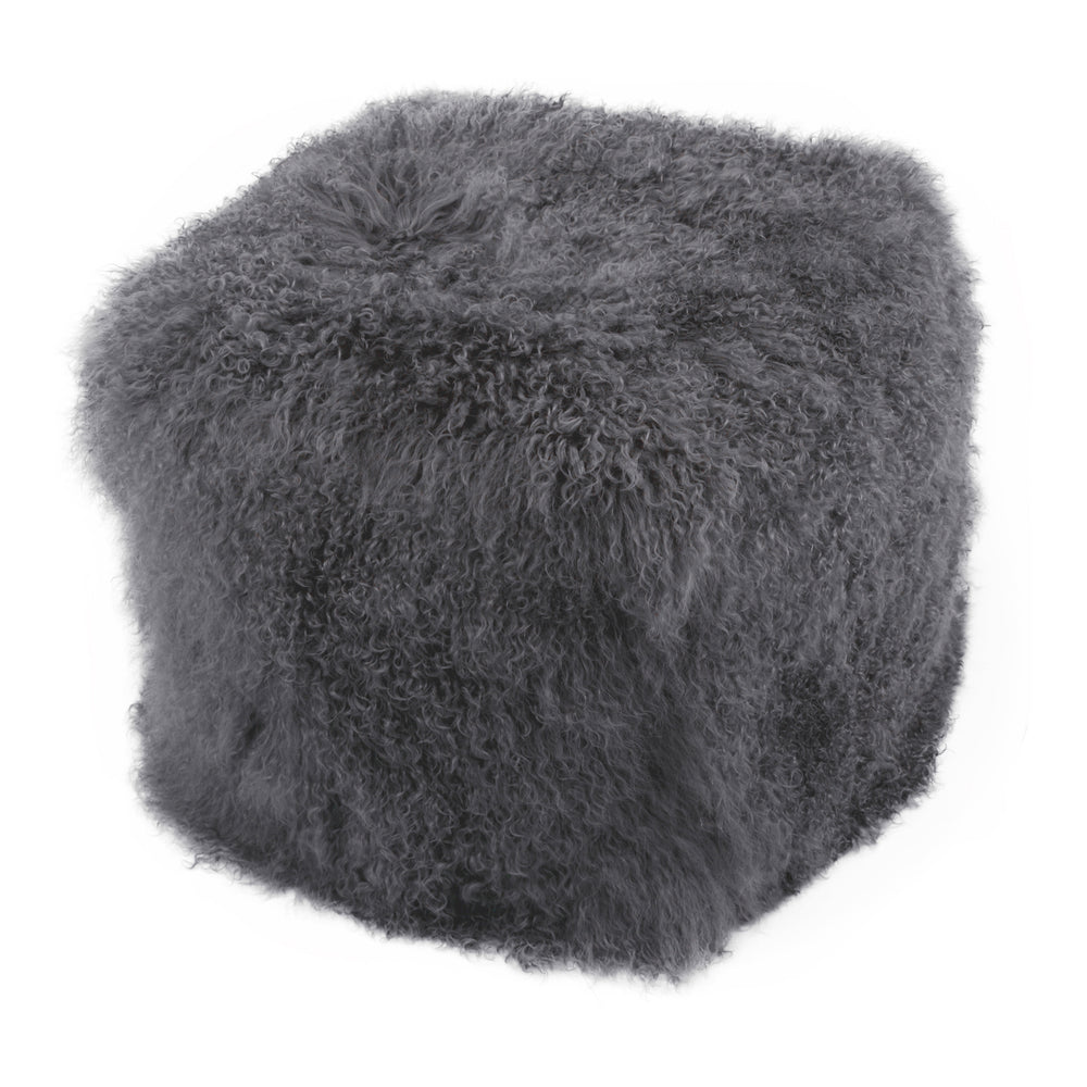 Moe's Home Lamb Fur Pouf Black Snow