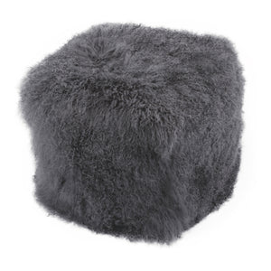 Moe's Home Lamb Fur Pouf Smoke