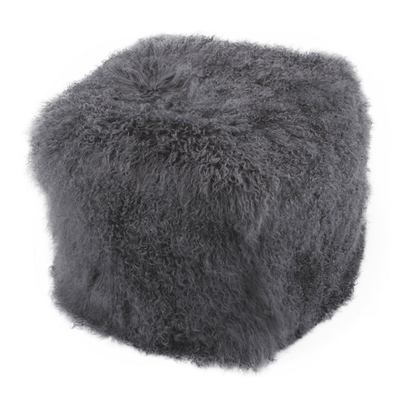 Moe's Home Lamb Fur Pouf Smoke