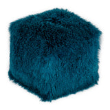 Moe's Home Lamb Fur Pouf Blue