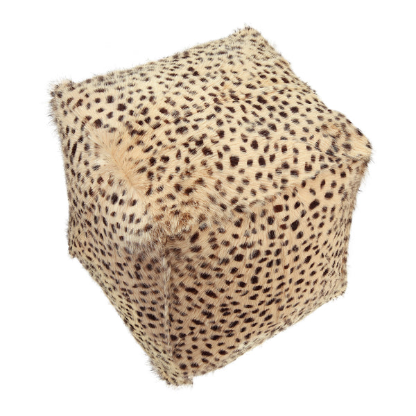 Moe's Home Spotted Goat Fur Pouf Cream