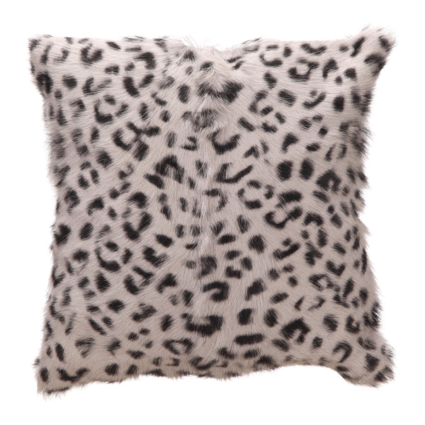 Moe's Home Spotted Goat Fur Pillow Grey Leopard