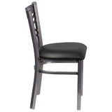 English Elm EE1190 Traditional Commercial Grade Metal Restaurant Chair Black Vinyl Seat/Clear Coated Metal Frame EEV-11218