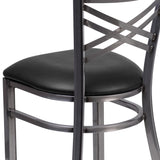English Elm EE1190 Traditional Commercial Grade Metal Restaurant Chair Black Vinyl Seat/Clear Coated Metal Frame EEV-11218
