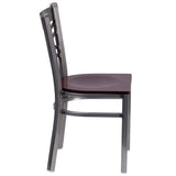 English Elm EE1190 Traditional Commercial Grade Metal Restaurant Chair Mahogany Wood Seat/Clear Coated Metal Frame EEV-11221