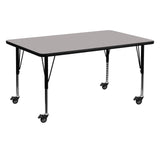 English Elm EE2753 Contemporary Commercial Grade Rectangular Activity Tables with Caster Gray EEV-16701