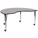 EE2795 Contemporary Commercial Grade Kidney Activity Tables with Caster [Single Unit]