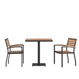English Elm EE2848 Modern Commercial Grade Teak Patio Table and Chair Set Teak EEV-17047