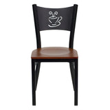 English Elm EE1193 Traditional Commercial Grade Metal Restaurant Chair Cherry Wood Seat/Black Metal Frame EEV-11234
