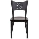 English Elm EE1193 Traditional Commercial Grade Metal Restaurant Chair Walnut Wood Seat/Black Metal Frame EEV-11237
