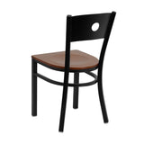 English Elm EE1199 Traditional Commercial Grade Metal Restaurant Chair Cherry Wood Seat/Black Metal Frame EEV-11264