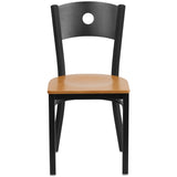English Elm EE1199 Traditional Commercial Grade Metal Restaurant Chair Natural Wood Seat/Black Metal Frame EEV-11266